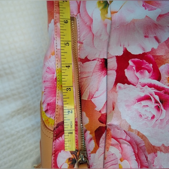 Sharif Hand Painted Tan Leather Purse Gorgeous Pink Florals - Picture 10 of 15